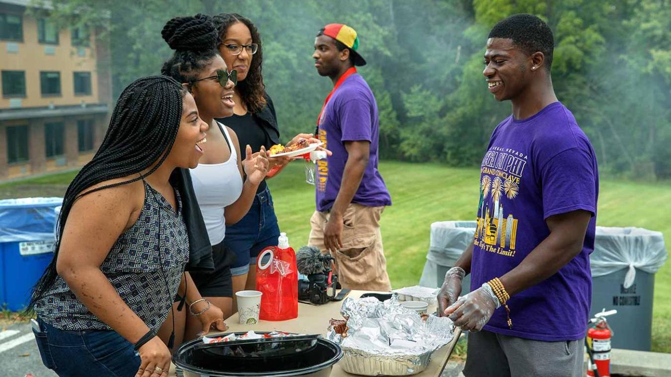 Students at an Africana Studies welcome barbeque