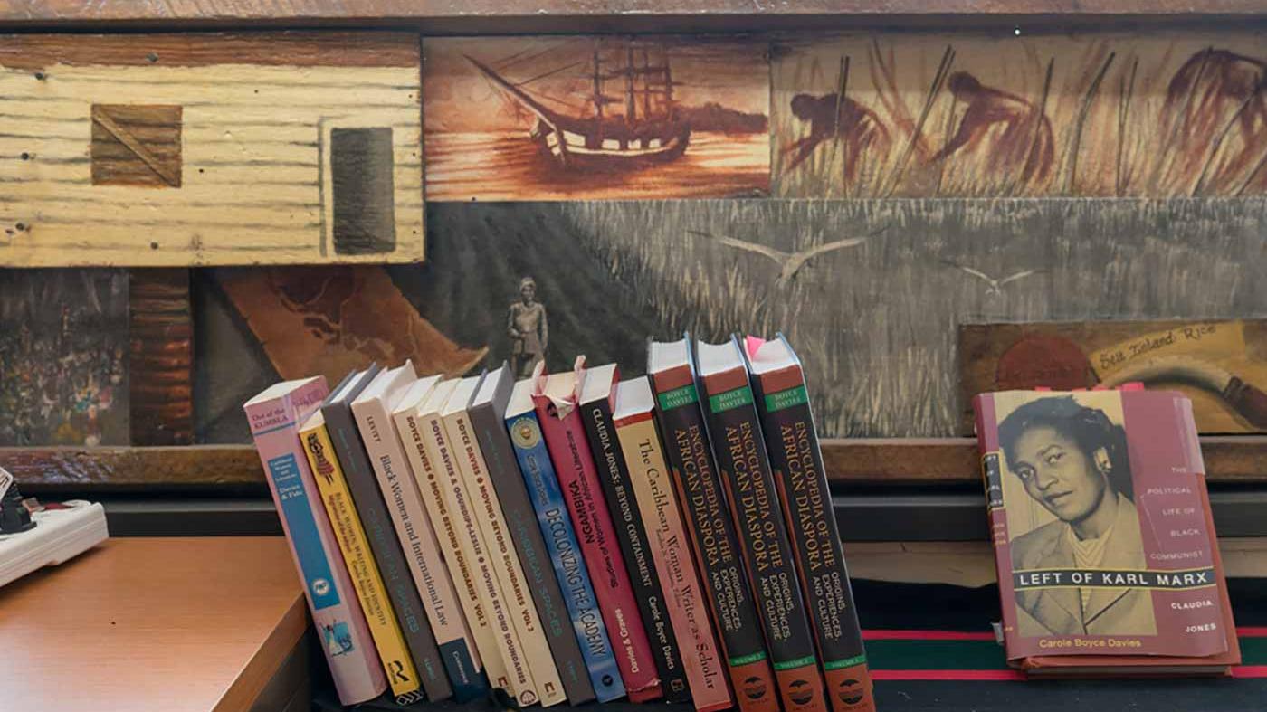 Display of books in the office of Professor Carol Boyce Davies